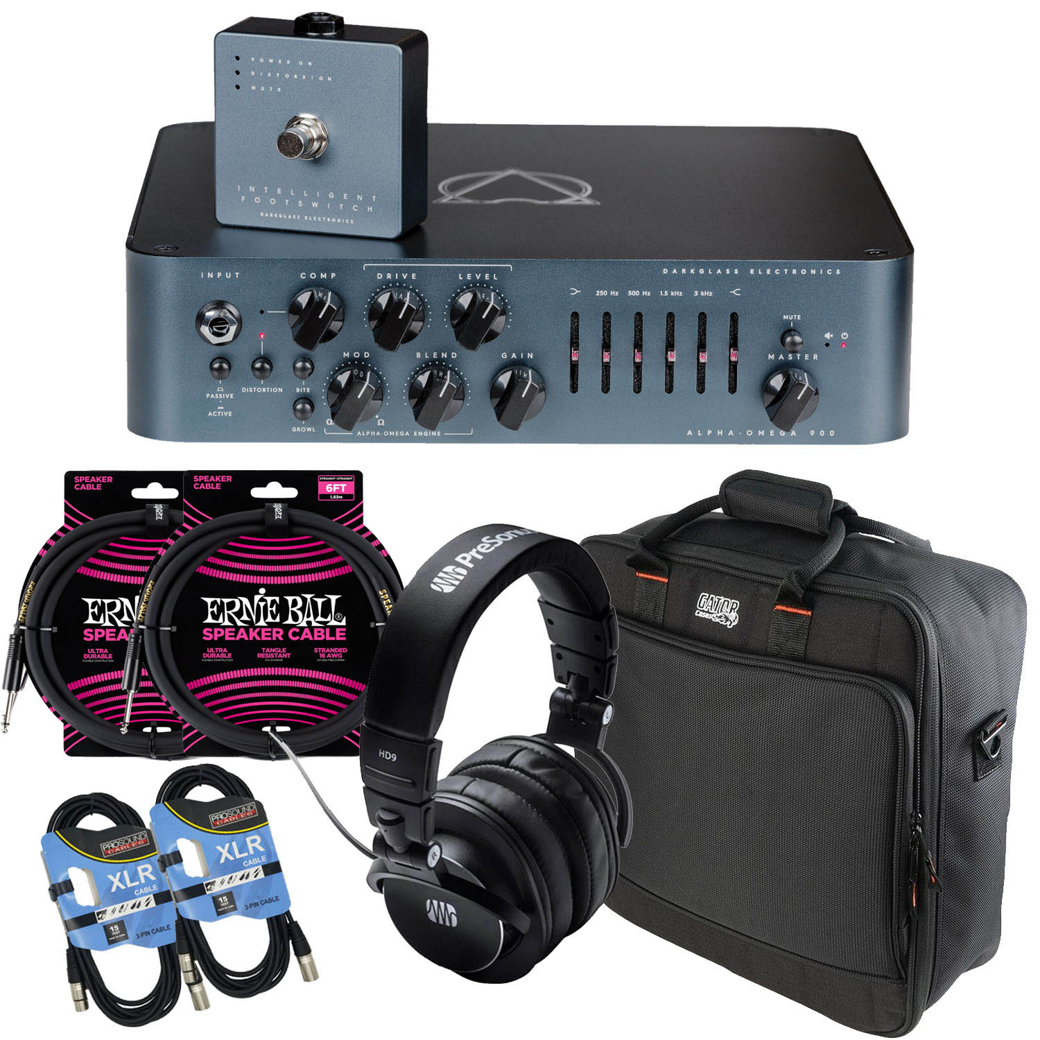 Darkglass Alpha-Omega 900 – 900-Watt Bass Head, Gator MixerBag1515 